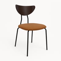 كرسي بظهر خشبي وجلسة جلد فاخر لون بني