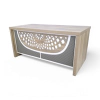 طاولة مكتب شكل مميز وملحق خشب MDFو كمدينة لون كمون...