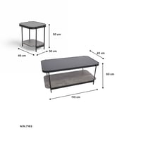 طقم طاولات خدمة دورين من 5 قطع، بسطح زجاج شفاف