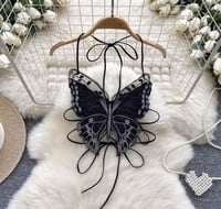 توب الفراشة الليل | Butterfly Black Lace Elegance