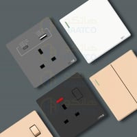 فيش مفرد 13 أمبير مع منفذين USB+TYPE C أوبل أسود