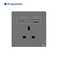 اوبل فيش 13 امبير مفرد رمادي + TYPE C منفذ + USB