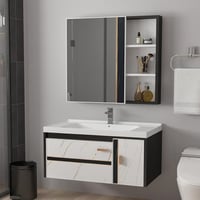 مغسلة سيراميك حوض مع مرأة بخزانة 80 سم