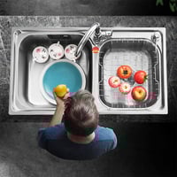 حوض مجلى مطبخ ستيل للرخام حوضين