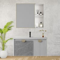 مغسلة حمام بدولاب ومرايا 80 سم من هاتكو تصميم يلائ...