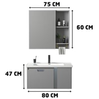مغسلة حمام بدولاب ومرآة مقاس 80 سم موديل NS1192A-8...