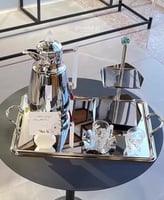 طقم صينية ستيل فضي