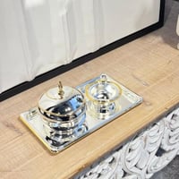 طقم تمرية ستيل فضي وذهبي