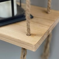 رف جداري خشب بحبل