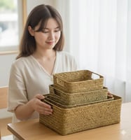 طقم سلال راتان طبيعي