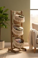 ستاند خشبي بسلال خوص