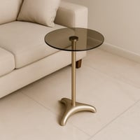 طاولة خدمة ذهبي بسطح زجاج بني– تصميم أنيق وفاخر