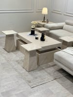 طقم طاولة ضيافة مع 4 خدمة بديل رخام خشن *عروض