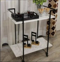 عربية تقديم دورين خشب مسطح حديد اسود