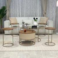 طقم طاولتين متداخلة مع 4 خدمة شنباني