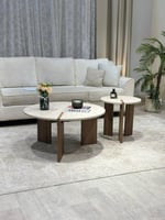 طقم طاولات شبيه الرخام (1+1) بتصميم عصري فاخر