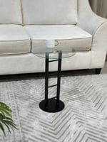 طاوله خدمه اسود بسطح زجاج شفاف