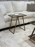 طاولة خدمة حديد بني زجاج بني - بتصميم فاخر وأنيق