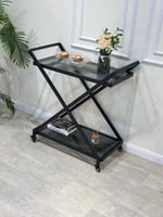 عربية تقديم دورين بسطح زجاجي أنيق