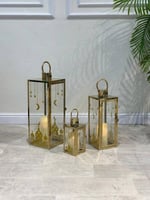 طقم فوانيس رمضان ثلاثي لون ذهبي