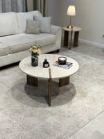 طقم طاولات شبيه الرخام (1+1) بتصميم عصري فاخر