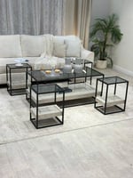 طقم طاولة ضيافة مع 4 قطع خدمة اسود *عروض