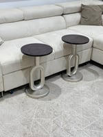 طقم طاولات ضيافة 2+6 – سطح خشب سنديان