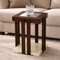 طقم طاولات ضيافة مع 4 خدمة خشب بني مع سطح مراية