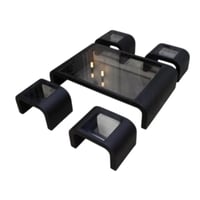 طقم طاولة ارضي لون اسود مع 4 طاولة خدمة