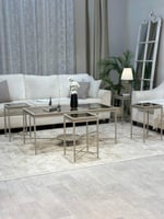 طقم طاولات فخم بسطح زجاج بني – تصميم عصري يجمع بين...