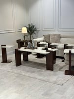 طقم طاولات خشب مع بديل رخام فاخر (1 + 6)*عروض