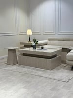 طقم طاولة ضيافة مع 4 خدمة بديل رخام ترافنتينو ناعم...