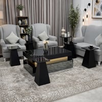 طقم طاولات ضيافة مع 6 خدمة خشب طبيعي