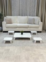 طقم طاولات خشب لون ابيض مع 4 خدمة