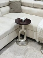 طقم طاولات ضيافة 2+6 – سطح خشب سنديان