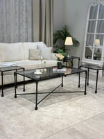 طقم طاولات ضيافة أنيق مع 4 طاولات خدمة – بسطح زجاج...