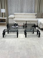 طقم طاولات ضيافة ارضي لون اسود مع 4 خدمة