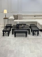 طقم طاولات أرضي لون اسود مع 6 خدمه*عروض