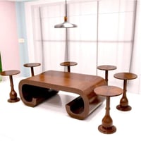 طقم طاولة خشب قشرة الجواز لون بني