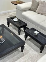 طقم طاولات أرضي لون اسود مع 6 خدمه*عروض