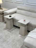 طقم طاولة ضيافة مع 4 خدمة بديل رخام ترافنتينو ناعم...