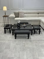 طقم طاولات أرضي لون اسود مع 6 خدمه*عروض