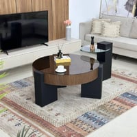 طاولة ضيافة دائري قشرة جوز الهند 2 قطع