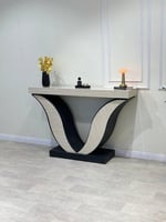 كونسول مدخل بديل الرخام بقاعدة خشبية فاخرة