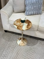 طاولة خدمة خشب قاعدة رخام