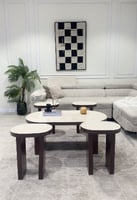 طقم طاولات ضيافة مع 4 خدمة خشب شكل بيضاوي* عروض