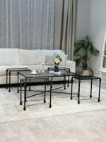 طقم طاولات ضيافة أنيق مع 4 طاولات خدمة – بسطح زجاج...