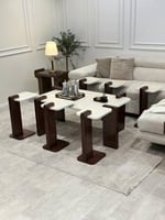 طقم طاولات خشب مع بديل رخام فاخر (1 + 6)*عروض