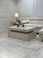 طقم طاولة ضيافة مع 4 خدمة بديل رخام ترافنتينو ناعم...