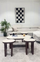 طقم طاولات ضيافة مع 4 خدمة خشب شكل بيضاوي* عروض